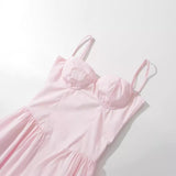 Women Dresses Summer Retro Spaghetti Straps Dress Backless Midi Dress (Xds0414)