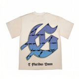 Hip-hop t-shirts: american high street retro washed & distressed skull print oversized short sleeve tee - trendy style