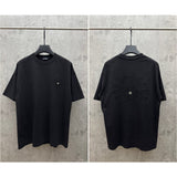 Ch hip-hop t shirts high streetch short sleeve washed patch embroiderloosecasualpure cotton american heavy weight short sleeve easiest for match