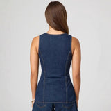 Women's pants: spring/summer amazon independent store fashion sleeveless cinched waist high-waisted loose denim shorts set (us/eu style)