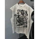 saint m t shirts s.m cartoon harley pattern crew neck pullover tank top