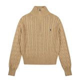Rl ralph lauren pony half-zip macaron fall/winter wool sweater - couple's casual loose knit turtleneck top