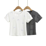 Women Tops Summer Bow Short Sleeve T-shirt