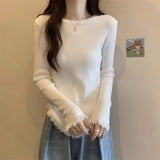Women Knitwear Autumn and Winter Tassel round Neck Sweater Slim Top