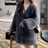 Women Knitwear Fall/Winter V-neck Sweater Coat Loose Knitted Cardigan