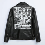 Men Motorcycle Jacket Autumn Imitation Leather Motorcycle Back Printed Jacket Coat 3427/411