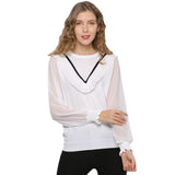 Women Knitwear Spring Knitwear Lace Chiffon Long Sleeve Shirt