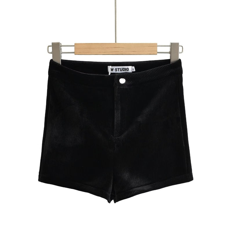 Women Skirt Spring Slim-Fitting Stretch Black Velvet Sheath Shorts