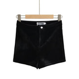 Women Skirt Spring Slim-Fitting Stretch Black Velvet Sheath Shorts
