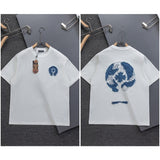 Ch hip-hop t shirts high version ch short sleeve sanskrit embroiderloosecasualpure cotton american heavy weight short sleeve men