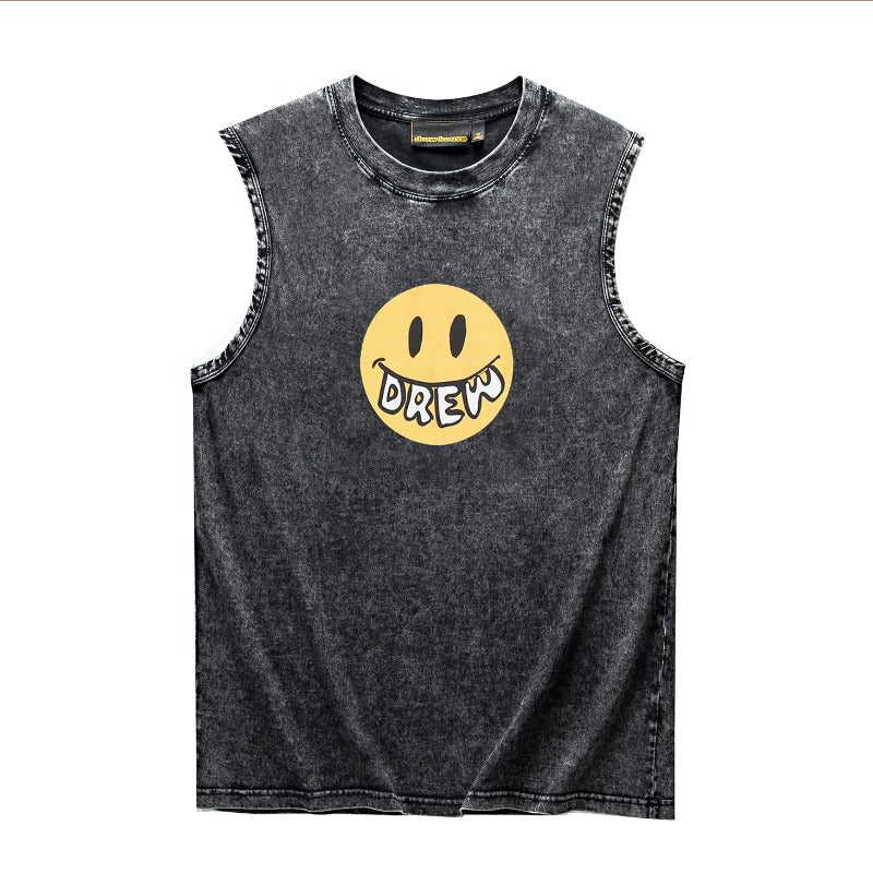 Drew house tshirt r d@ew smiley face letter heavyweight washed tank top