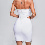 Women's Evening Dress Hollow Chain Dress Hip Skirt Backless Bodysuit