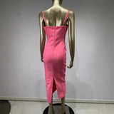 Women Dresses Summer Pink Bandage One-Piece Dress Strap Dress (Ont0408)