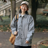 Unisex Shirts Autumn Vertical Striped Casual Shirt