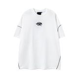 Hip-hop t-shirts, american-style short-sleeve letter embroidery reflective stripe spring/summer new arrivals, short-sleeve t-shirt