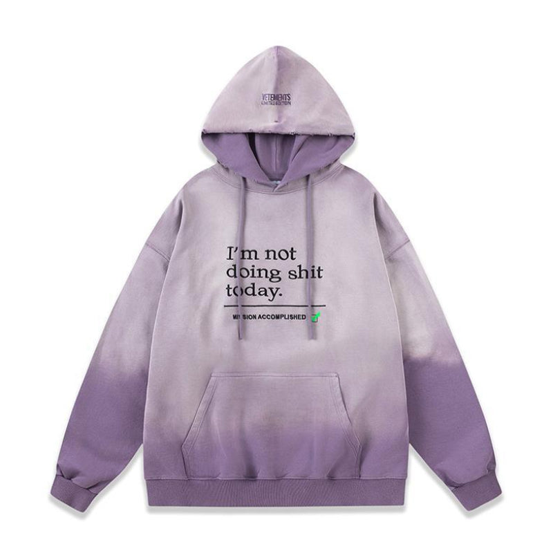 Vetements Hoodie VTM embroidered letters destroyed gradient loose hoodie