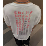 Ch hip-hop t shirts ch short-sleeved sanskrit pink letter printing short-sleeved loosecasualpure cotton american heavy weight short-sleeved high street