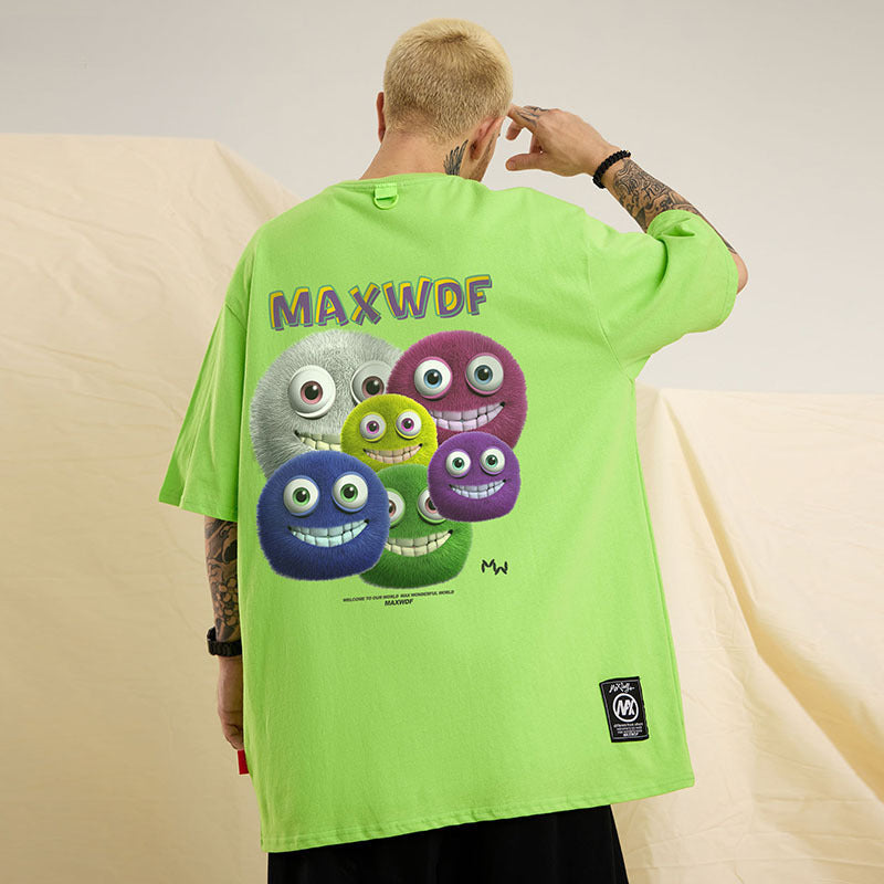 Men T Shirt Cartoon Printed Short Sleeve T-shirt