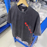 saint m t shirts s.m letter print crew neck short sleeve t-shirt