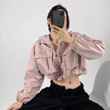 Women Jacket Fall Casual Short Coat Loose Hooded Sports Jacket Top