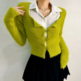Women Sweater Knitwear Autumn Leisure Sexy Short Plush Square Collar Sweater Sweater
