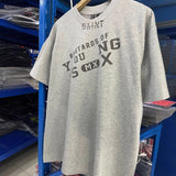 saint m t shirts s.m letter print crew neck pullover short sleeve top