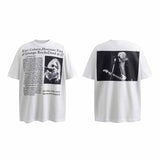 SAINT MICHAEL Vintage T Shirt Kurt Cobain Black and White Newspaper Portrait Short Sleeve
