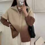 Women Knitwear Fall and Winter Lapels Sweaters Cardigan