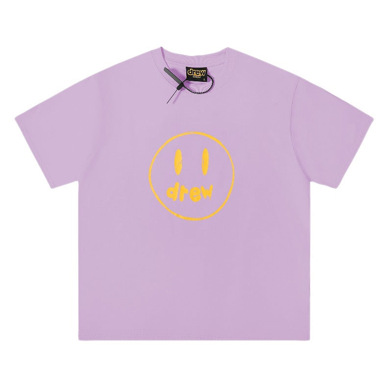 Drew house tshirt r streetwear brand d@ew smiley face print crew neck pullover short sleeve