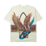 Hip-hop t-shirts, american high street short-sleeve tee for men, eagle print, washed vintage distressed loose fit summer half-sleeve tee