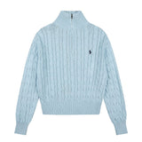Rl ralph lauren pony half-zip macaron fall/winter wool sweater - couple's casual loose knit turtleneck top