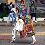 Women Trench Coat Autumn and Winter Loose Printed Woolen Coat Printed