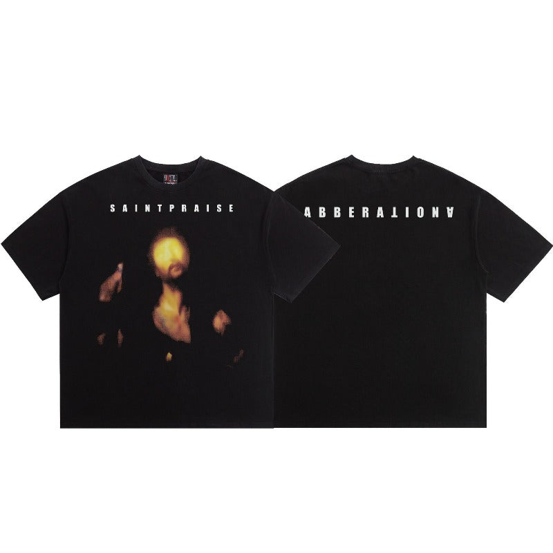 saint m t shirts s.m abstract letter graphic crew neck pullover short sleeve top