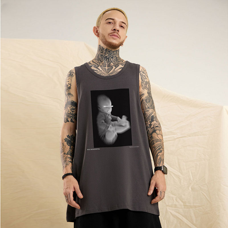 Men Vest Hip Hop Basketball Sleeveless Vest Men's and Women's Sleeveless T-shirt
