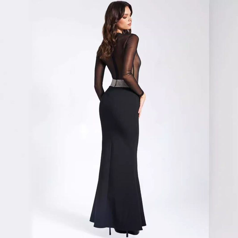 Women Dresses Sexy Black Veil Bandage Party Dress Dress (Ont0408)