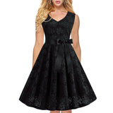 Women Evening Gown Sexy Sleeveless Swing Lace Dress