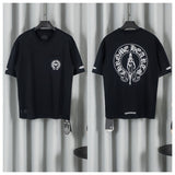 Ch hip-hop t shirts ch crow short-sleeved sanskrit printingloosecasual american heavy weight short-sleeved high street couple