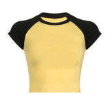 Women T-shirt Vintage Thread Raglan Sleeve T-shirt Short Top Short Sleeve Casual