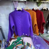 Women Knitted Pullover Autumn and Winter Turtleneck Sweater Retro Loose Sweater