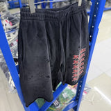 Saint m t pants s.m letter print design washed distressed athletic shorts