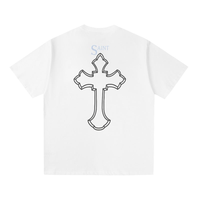 saint m t shirts s.m character & letter graphic crew neck pullover short sleeve t-shirt