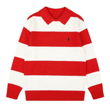 Rl ralph lauren pony stripe color block polo shirt - autumn/winter wool blend - couple's casual relaxed fit knit top