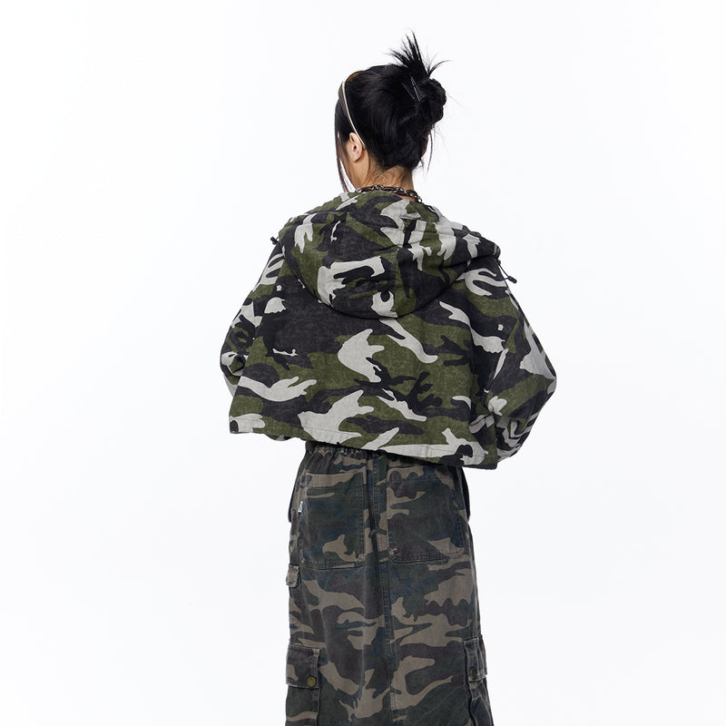 Unisex Jacket Autumn Camouflage Drawstring Jacket