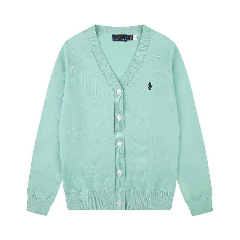 Macaron-colored little marafon rlv collar knit cardigan - relaxed fit outerwear - autumn/winter couple's open-front wool top