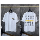 Ch hip-hop t shirts chcouple sanskrit seal roller lettering film loosecasualpure cotton american heavy weight short sleeves