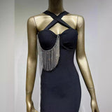 Women Dresses Bandage Dress Sexy Drill Chain Party Dress Skirt (Ont0408)