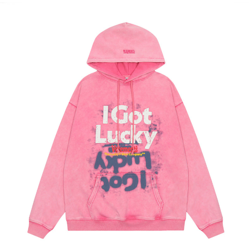 Vetements Hoodie Vintage VTM Washed Lucky 777 Letters Loose Hooded Hoodie