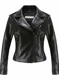 Women Leather Jacket Spring Locomotive Style PU Leather Coat Women's Slim Short Zip Jacket