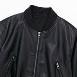 Women Leather Jacket Autumn Vintage Zipper O-neck Short Leather Coat