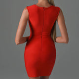 Women Evening Dress Sexy Sexy Sleeveless Grid Evening Dress Bandage One-Piece Dress